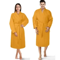 Szlafrok Bawełniany Kimono GOFER (gatunek kurczliwy) Musztardowy