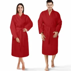 Szlafrok Bawełniany Kimono GOFER (gatunek kurczliwy) Czerwony