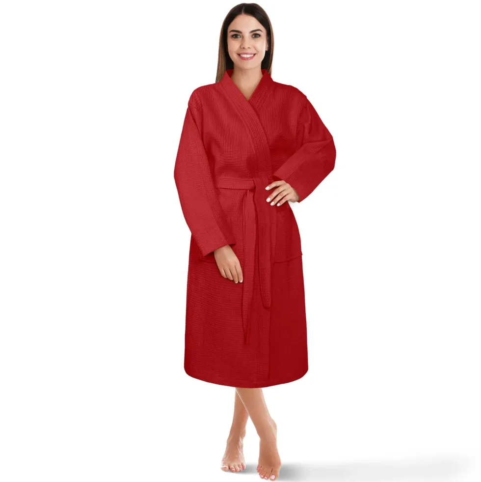 Szlafrok Bawełniany Kimono GOFER (gatunek kurczliwy) Czerwony