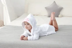 Szlafrok Dziecięcy z Kapturkiem PRINCESS Biały