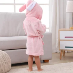 Szlafrok Dziecięcy z Kapturkiem Zajączek RABBIT Różowy
