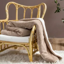 Taupe Koc Z Mikrofibry Baranek Sherpa