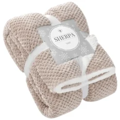 Taupe Koc Z Mikrofibry Baranek Sherpa
