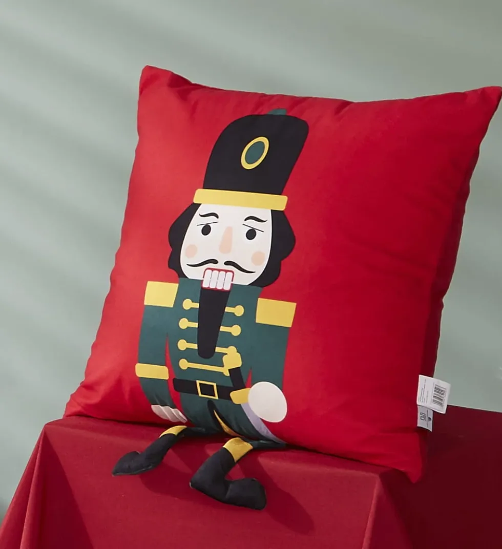 Welurowa Poszewka Świąteczna Nut Cracker Czerwony