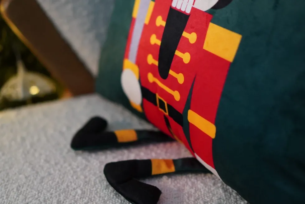 Welurowa Poszewka Świąteczna Nut Cracker Zielony