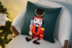 Welurowa Poszewka Świąteczna Nut Cracker Zielony
