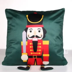 Welurowa Poszewka Świąteczna Nut Cracker Zielony
