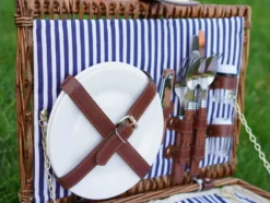 Wiklinowy Kosz Piknikowy Termiczny Dla 2 Osób Sztućce Talerze