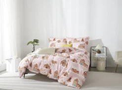Świąteczna Pościel z Mikrofibry z Nadrukiem Gingerhouse Pudrowy