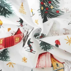 Świąteczna Pościel z Mikrofibry z Nadrukiem Xmass Skiing Biały