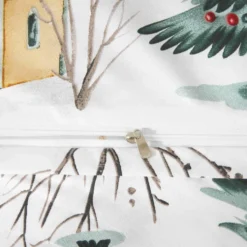 Świąteczna Pościel z Mikrofibry z Nadrukiem Xmass Skiing Biały
