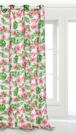 Zasłona Do Salonu W Kwiaty MONSTERA Biały
