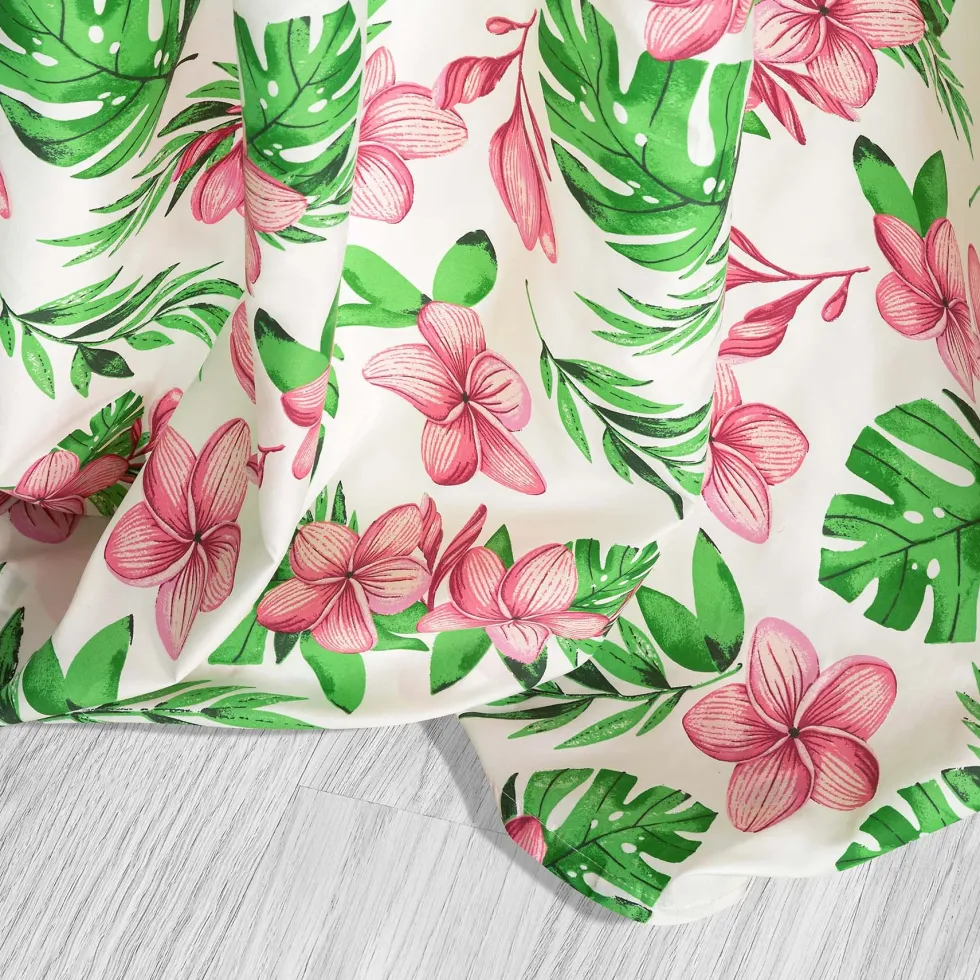 Zasłona Do Salonu W Kwiaty MONSTERA Biały