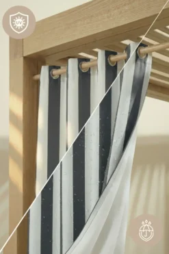 Zasłona Tarasowa Wodoodporna Na Przelotkach STRIPES Grafitowy