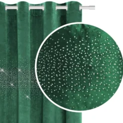 Zasłona Welurowa Z Kryształkami Shiny Butelkowa Zieleń