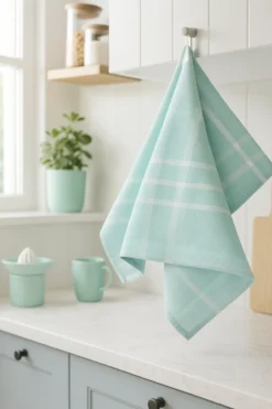Zestaw 10 Bawełnianych Ścierek Kuchennych FAIR Miętowych