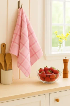 Zestaw 10 Bawełnianych Ścierek Kuchennych FAIR Różowych